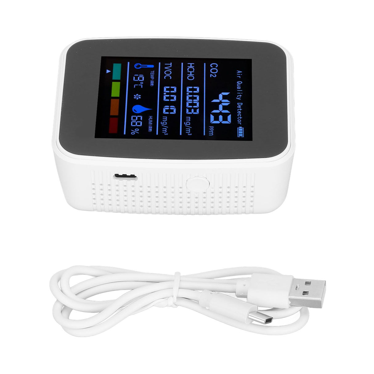 Air Quality Detector 5in1 Intelligent Anti Interference Ability Indoor Temperature Humidity Air Quality DetectorWhite