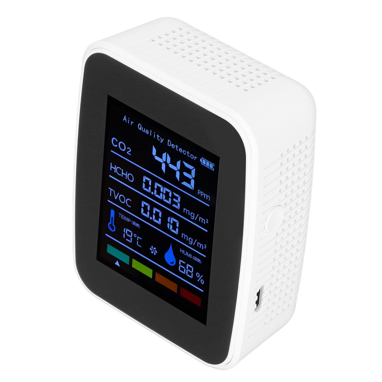 Air Quality Detector 5in1 Intelligent Anti Interference Ability Indoor Temperature Humidity Air Quality DetectorWhite