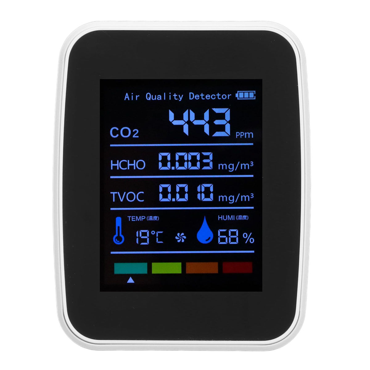 Air Quality Detector 5in1 Intelligent Anti Interference Ability Indoor Temperature Humidity Air Quality DetectorWhite