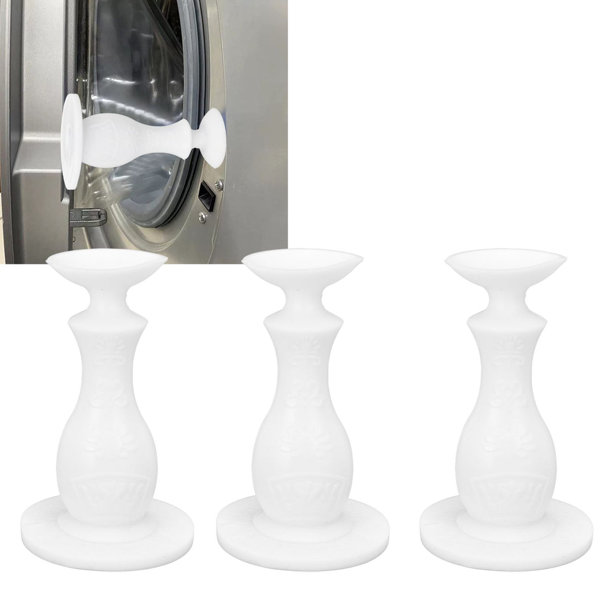 3Pcs Washer Door Stopper Front Load Washing Machine Door Holder Prop Rubber for Family UseWhite