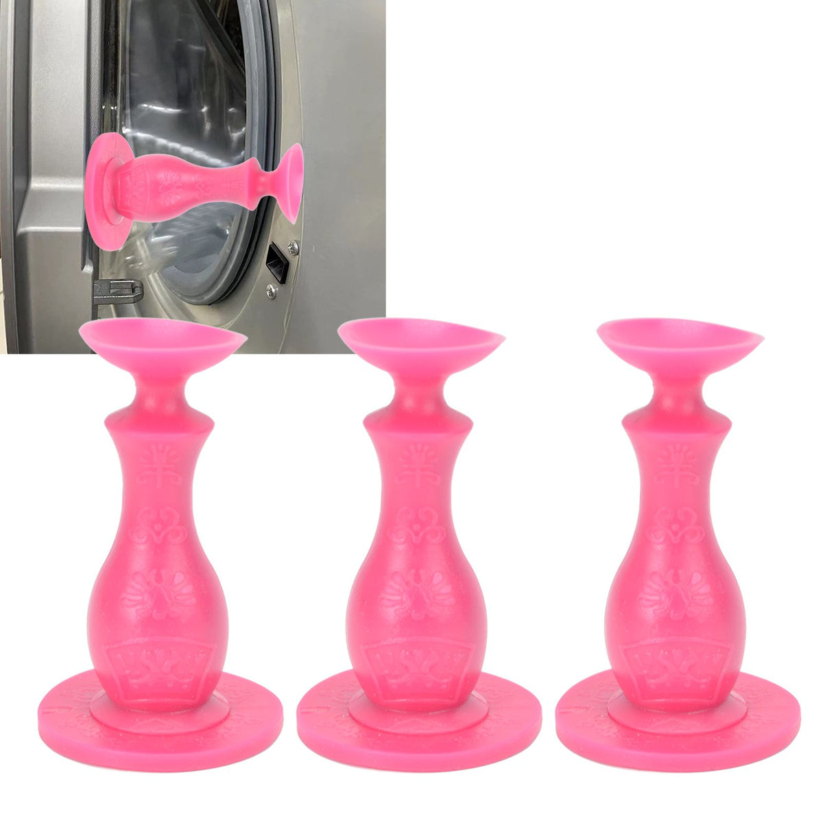 3Pcs Washer Door Stopper Front Load Washing Machine Door Holder Prop Rubber for Family UsePink