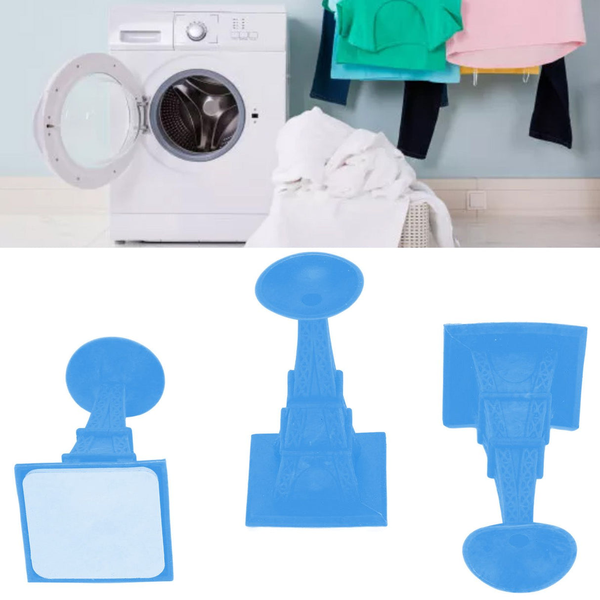 3Pcs Washer Door Prop Tower Type Soft Durable Suction Cup Design Front Load Washing Machine Door PropBlue