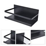 Kitchen Rack Space Saving Spice Shelf Organizer Magnetic Single Tier Iron for StorageBlack - Low Angle