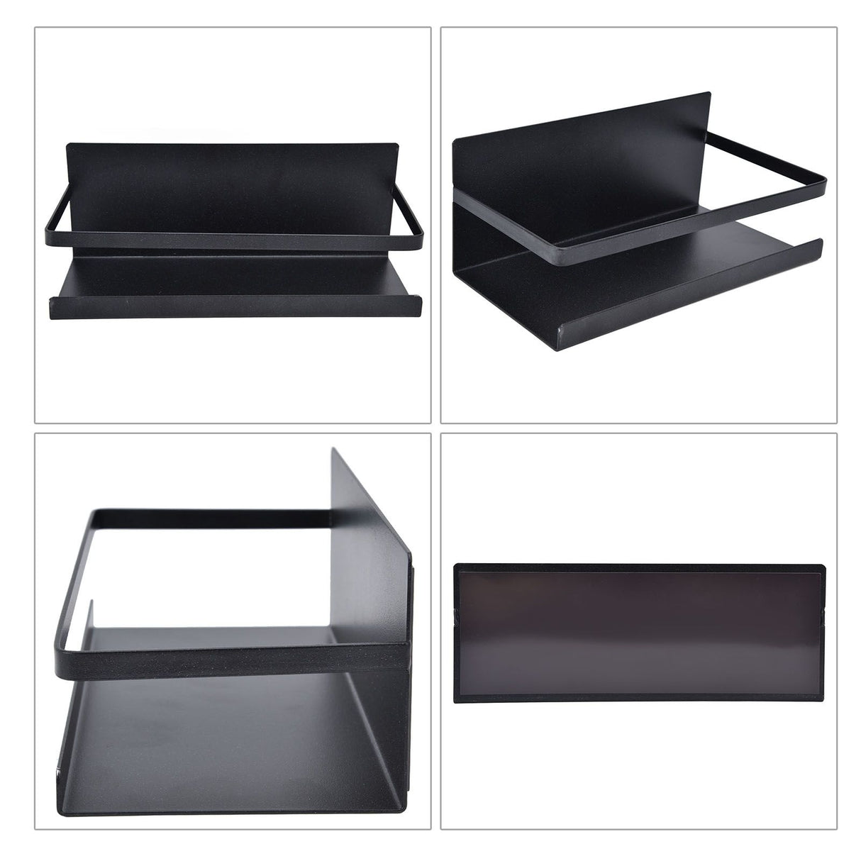 Kitchen Rack Space Saving Spice Shelf Organizer Magnetic Single Tier Iron for StorageBlack