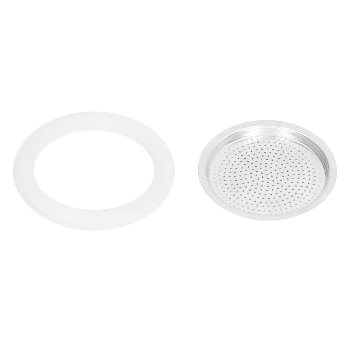 Coffee Pot Filter Sealing Ring and Filter Set Reusable Aluminum Filter Disc for Coffee Makingfor 3 People