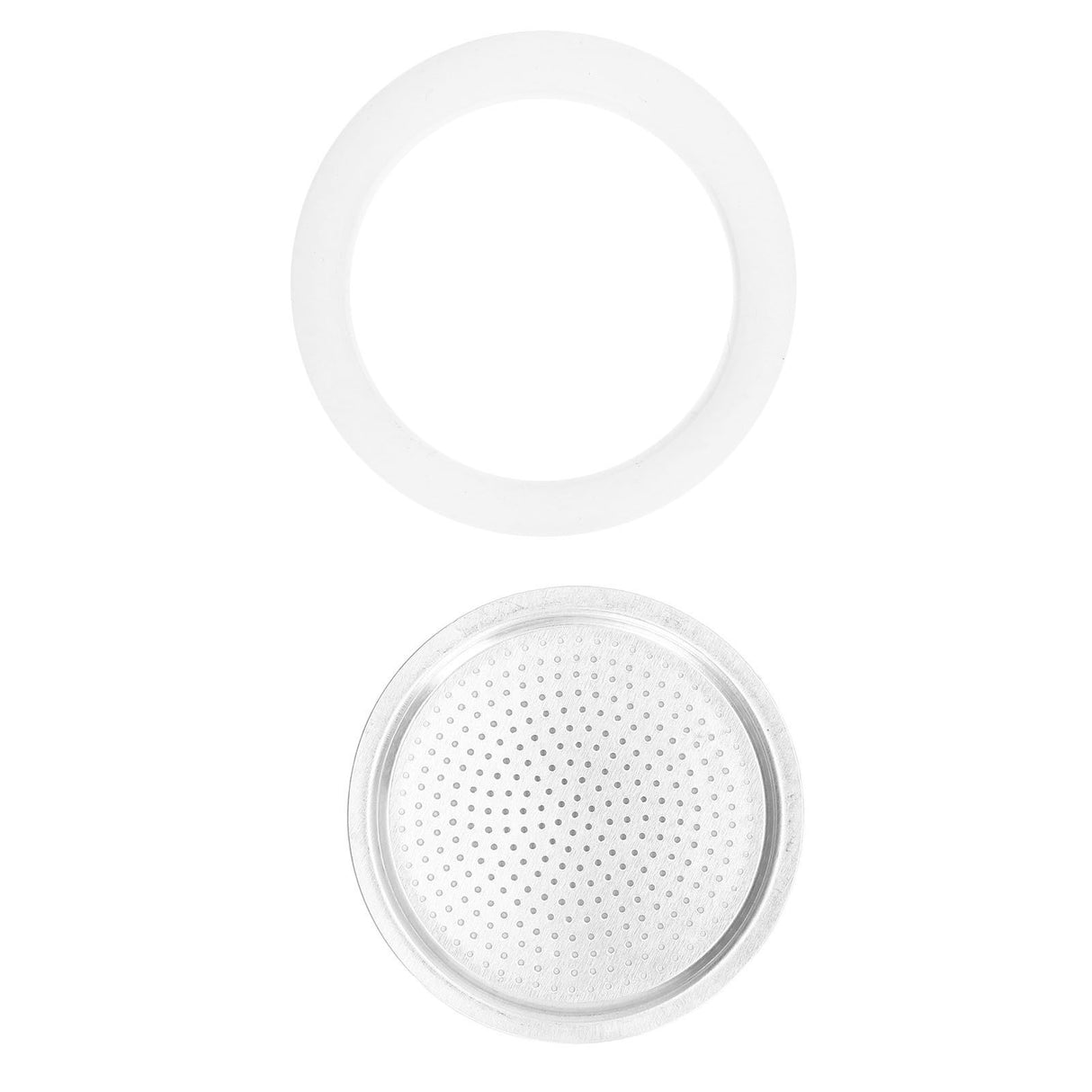 Coffee Pot Filter Sealing Ring and Filter Set Reusable Aluminum Filter Disc for Coffee Makingfor 3 People