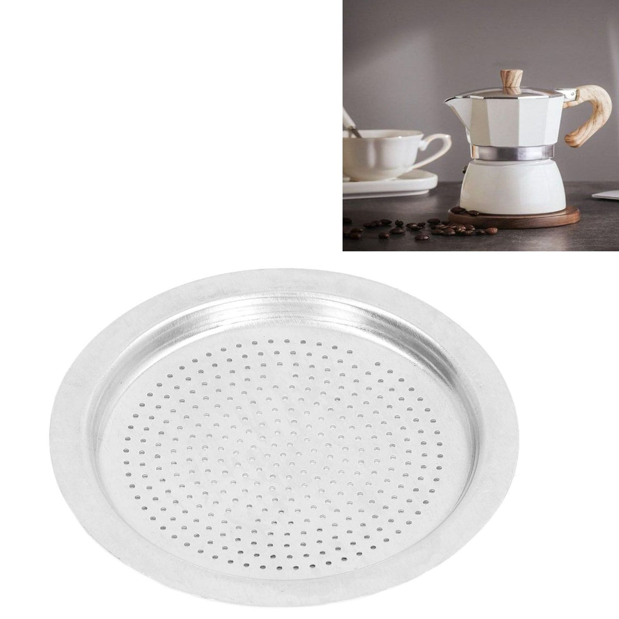 Coffee Pot Filter Sealing Ring and Filter Set Reusable Aluminum Filter Disc for Coffee Makingfor 6 People