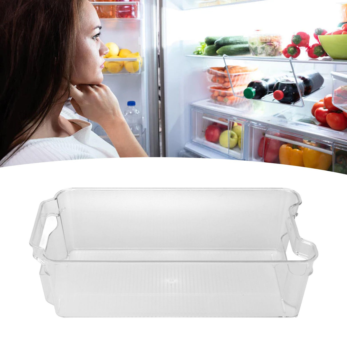 Refrigerator Storage Container PET Large Capacity Visual Design Safe Harmless Food Storage BoxSmall