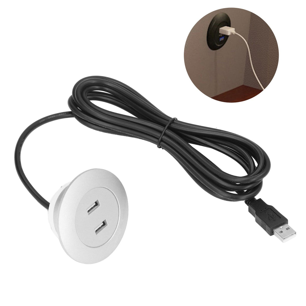 Sofa USB Charging Socket Flush Mount Installation Dual USB Charging Ports Socket for Home UseSilver