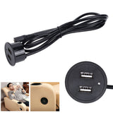 2 USB Charging Socket with 1.5m Cable Embedded Installation 5V 1A Multipurpose for Mobile Phone Cameras TabletDC5521 Output - Extra Image