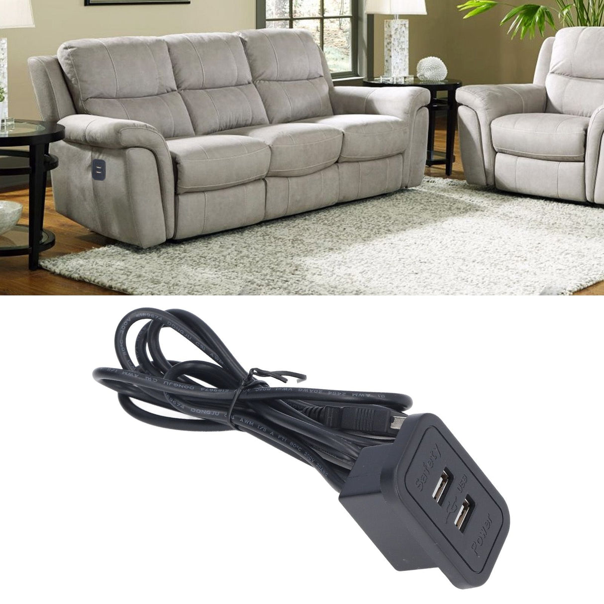 Double USB Charge Station 5V Sofa Recessed USB Power Hub Wiring Board Power Outlet Socket for Household
