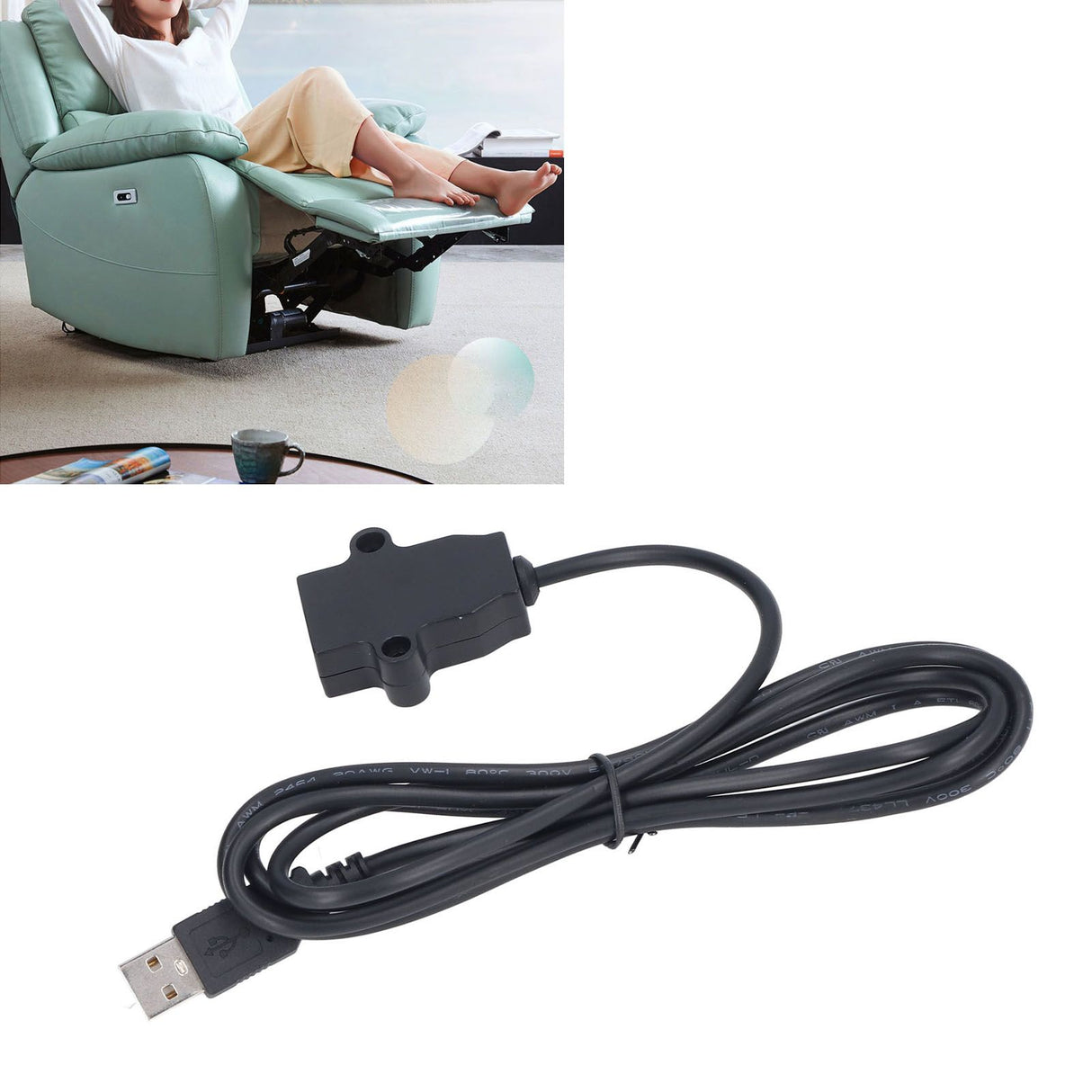 1.5M USB Charging Socket Multipurpose Home Bedside Sofa Reclining Chair Clamp in USB Charging Extension Cable 5V 2A