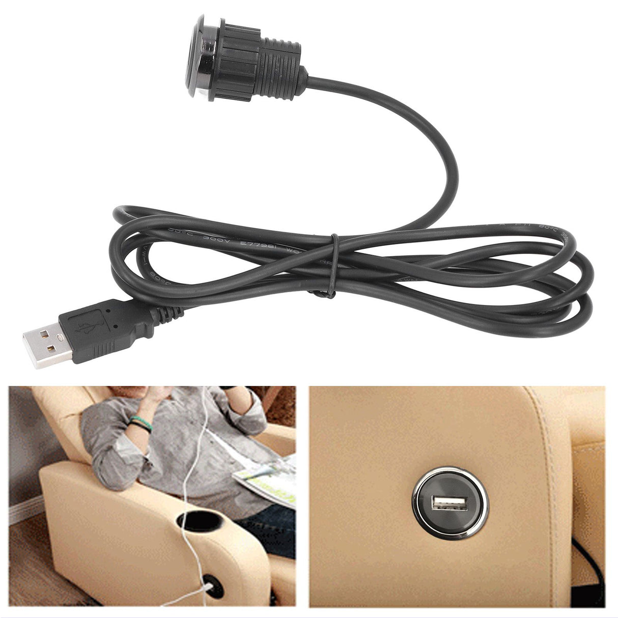 Recessed USB Charging Grommet Good Protection Fast Charge Embedded Installation 5V Desk USB Power Grommet for Sofa Phone
