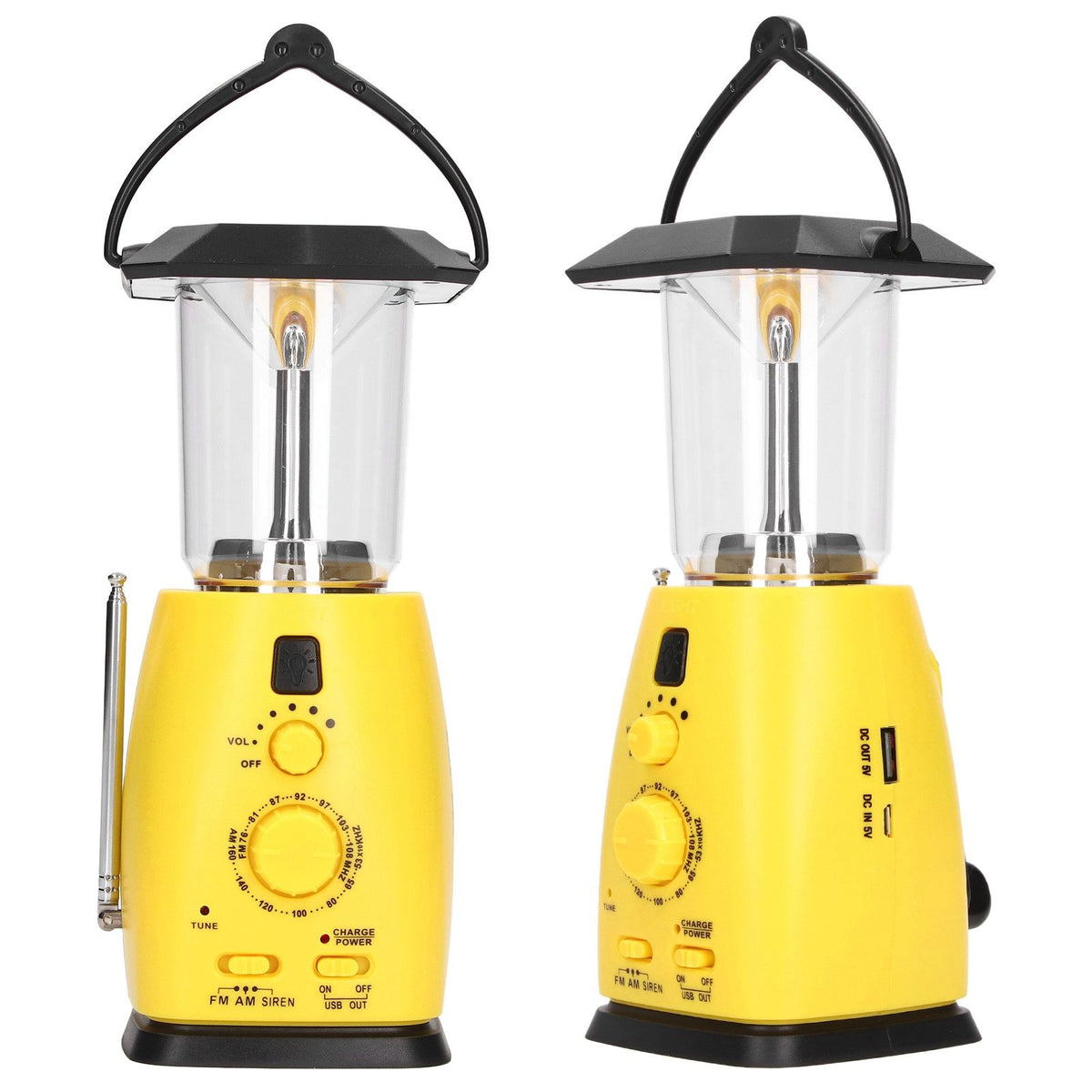 LED Camping Lantern Solar Hand Crank Battery Charging Adjustable Brightness 8 LEDs Support FM AM Function LED Lantern
