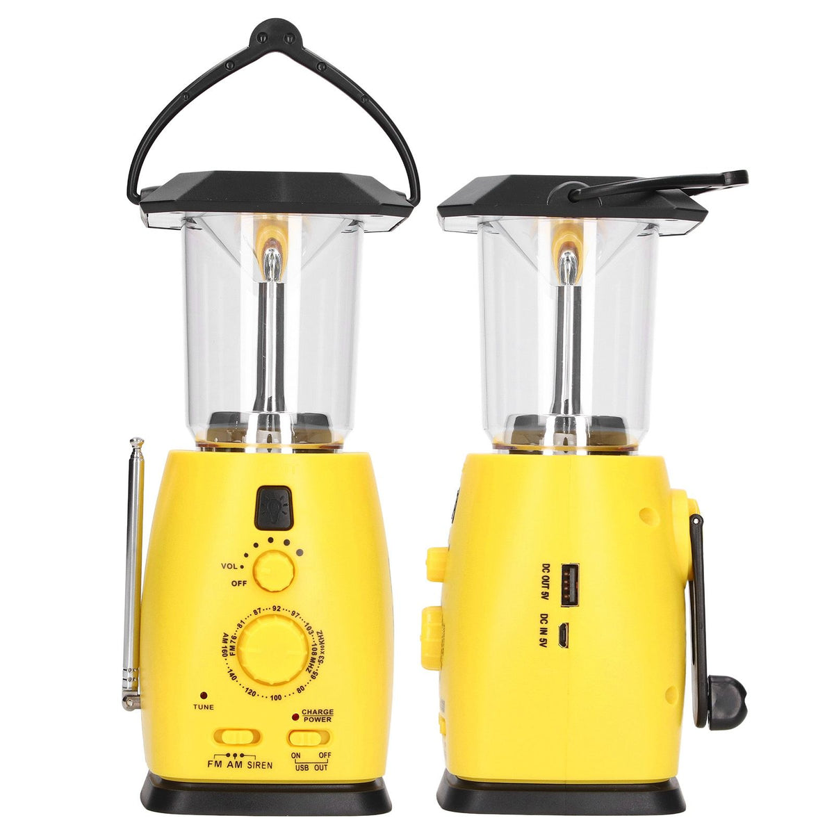 LED Camping Lantern Solar Hand Crank Battery Charging Adjustable Brightness 8 LEDs Support FM AM Function LED Lantern