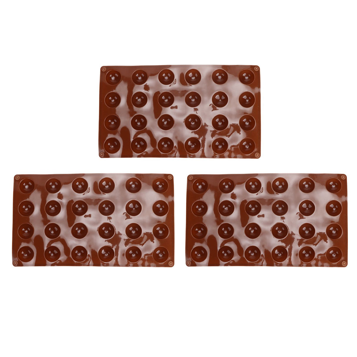 3pcs Silicone Mould 24‑Hole Soft Semi Sphere Baking Mold for Chocolate Jelly Mousse Soap