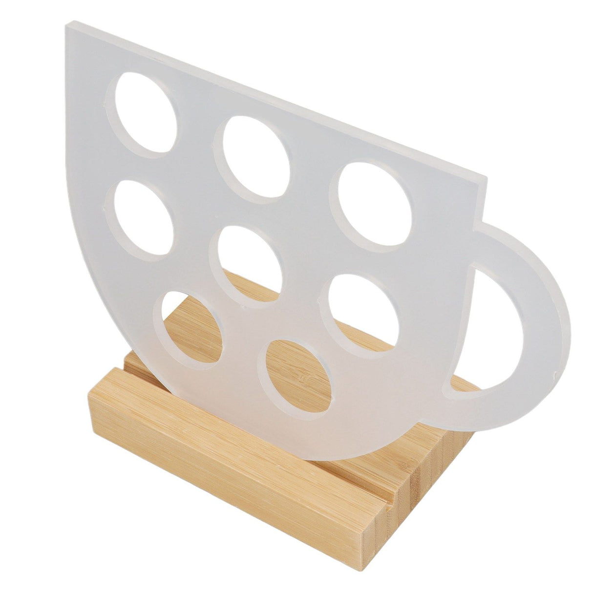 8 Holes Capsule Coffee Stand Cup Shape Acrylic Coffee Pods Storage Holder with Bamboo Base
