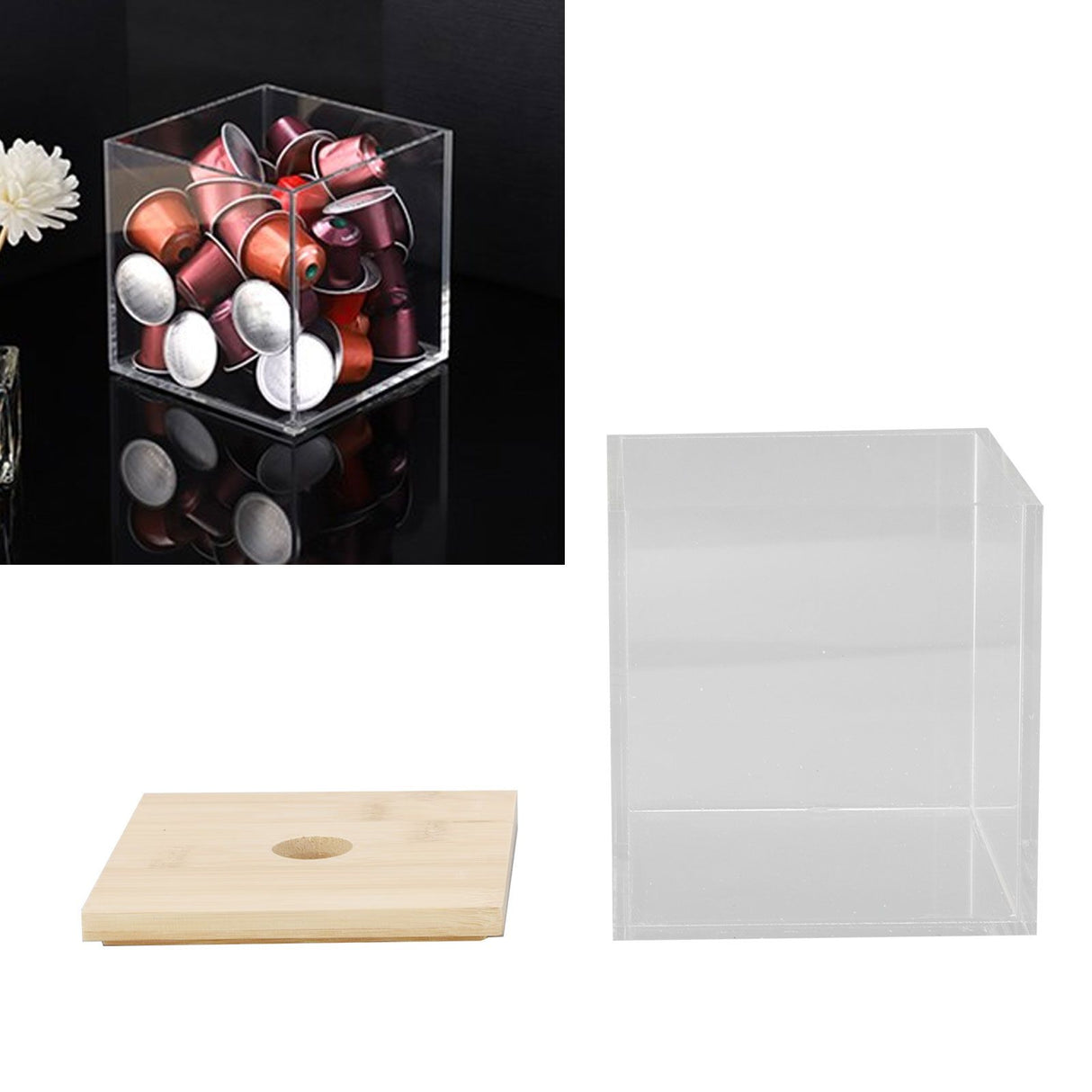 Clear Acrylic Coffee Capsule Holder Box with Lid Storage Box for Coffee Shop for Home