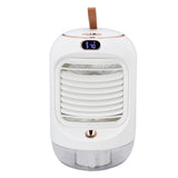 Mini Air Conditioner Humidifier Aromather 3 Gears 5 Blades USB Charging Night Light Water Cooling Fan White - Front View