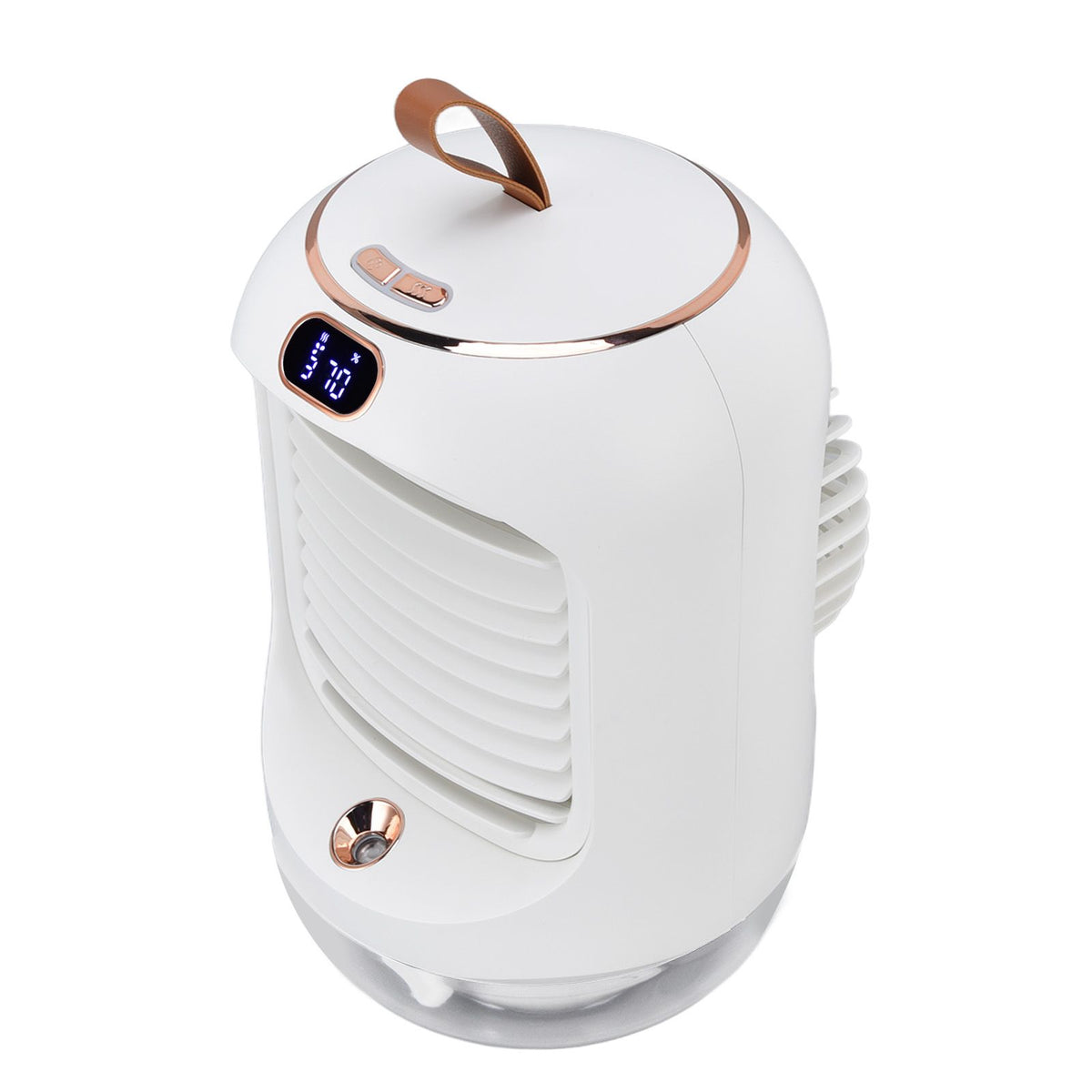 Mini Air Conditioner Humidifier Aromather 3 Gears 5 Blades USB Charging Night Light Water Cooling Fan White