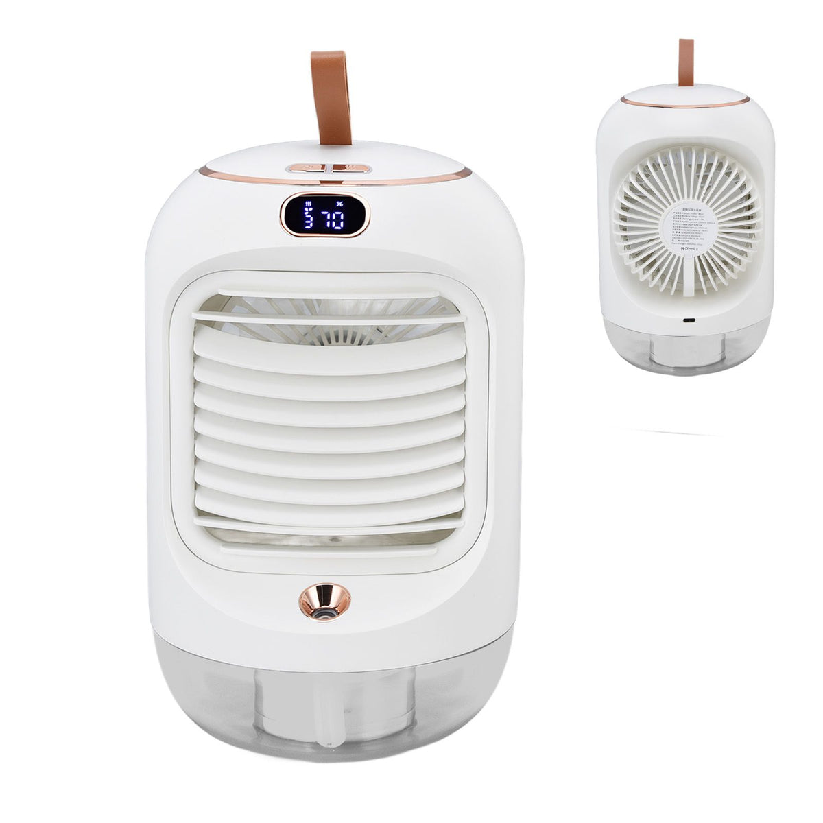 Mini Air Conditioner Humidifier Aromather 3 Gears 5 Blades USB Charging Night Light Water Cooling Fan White