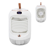 Mini Air Conditioner Humidifier Aromather 3 Gears 5 Blades USB Charging Night Light Water Cooling Fan White