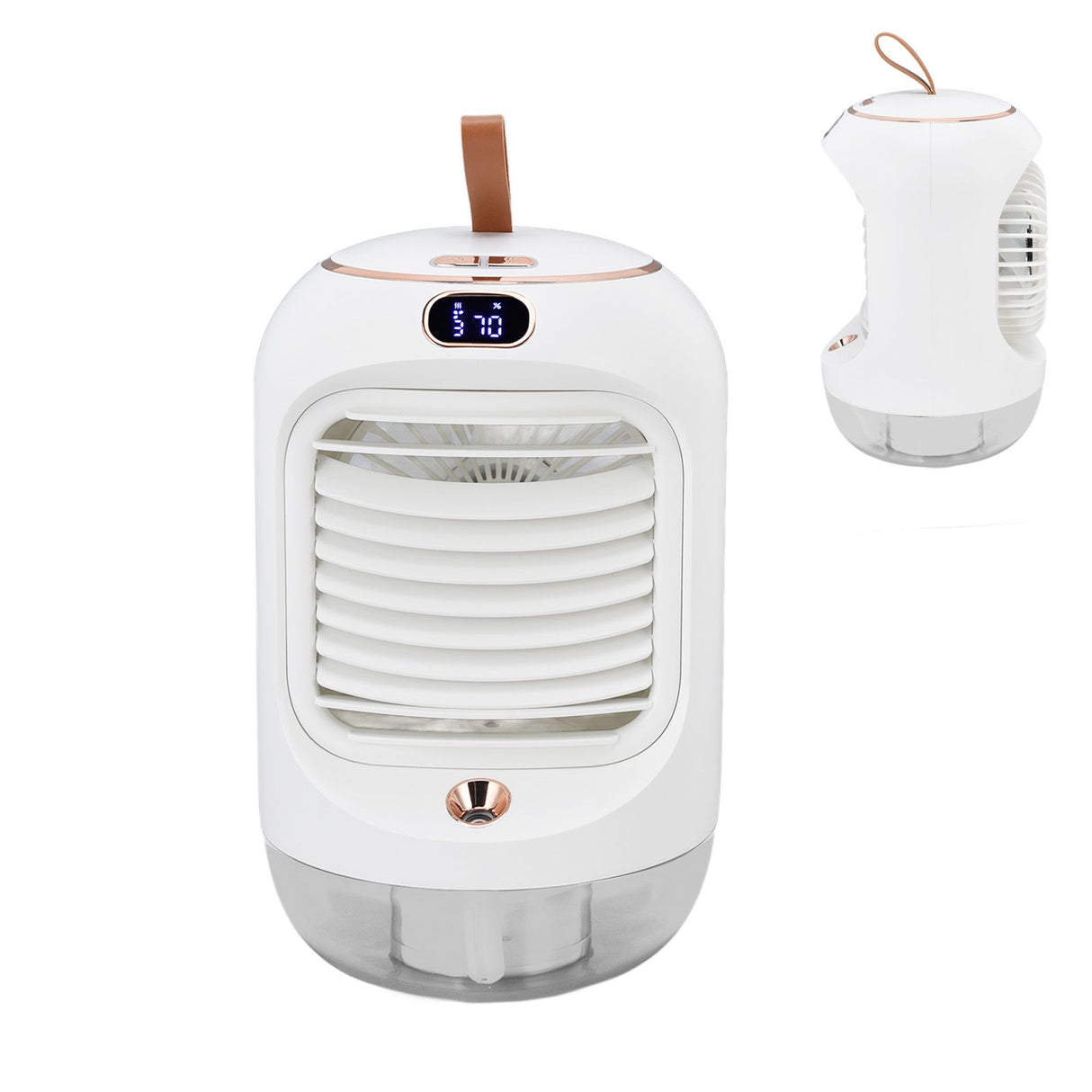 Mini Air Conditioner Humidifier Aromather 3 Gears 5 Blades USB Charging Night Light Water Cooling Fan White