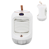 Mini Air Conditioner Humidifier Aromather 3 Gears 5 Blades USB Charging Night Light Water Cooling Fan White