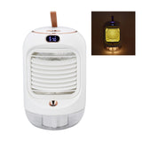 Mini Air Conditioner Humidifier Aromather 3 Gears 5 Blades USB Charging Night Light Water Cooling Fan White