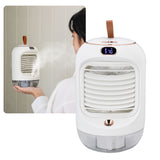 Mini Air Conditioner Humidifier Aromather 3 Gears 5 Blades USB Charging Night Light Water Cooling Fan White - Extra Image