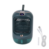 Mini Air Conditioner Humidifier Aromather 3 Gears 5 Blades USB Charging Night Light Water Cooling Fan Green
