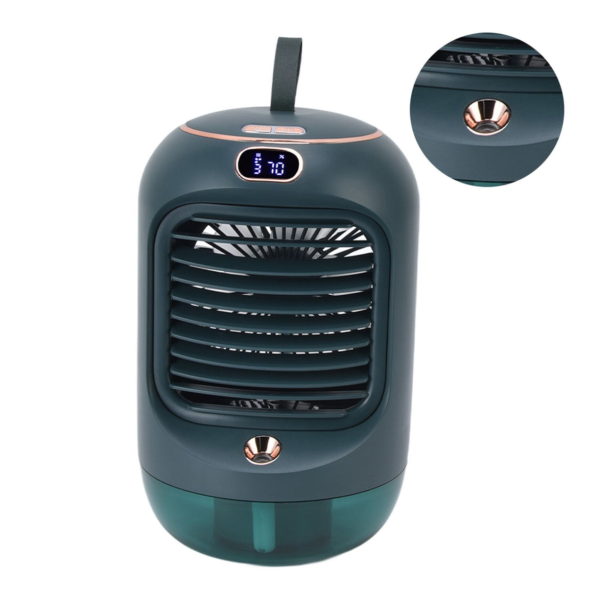 Mini Air Conditioner Humidifier Aromather 3 Gears 5 Blades USB Charging Night Light Water Cooling Fan Green