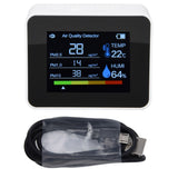 Air Quality Monitor 8 in 1 Real Time Color Screen Space Saving Widely Used CO2 Detector for TVOC HCHO PM2.5 PM1.0 PM10 White