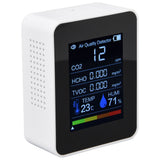 Air Quality Monitor 8 in 1 Real Time Color Screen Space Saving Widely Used CO2 Detector for TVOC HCHO PM2.5 PM1.0 PM10 White