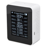 Air Quality Monitor 8 in 1 Real Time Color Screen Space Saving Widely Used CO2 Detector for TVOC HCHO PM2.5 PM1.0 PM10 White