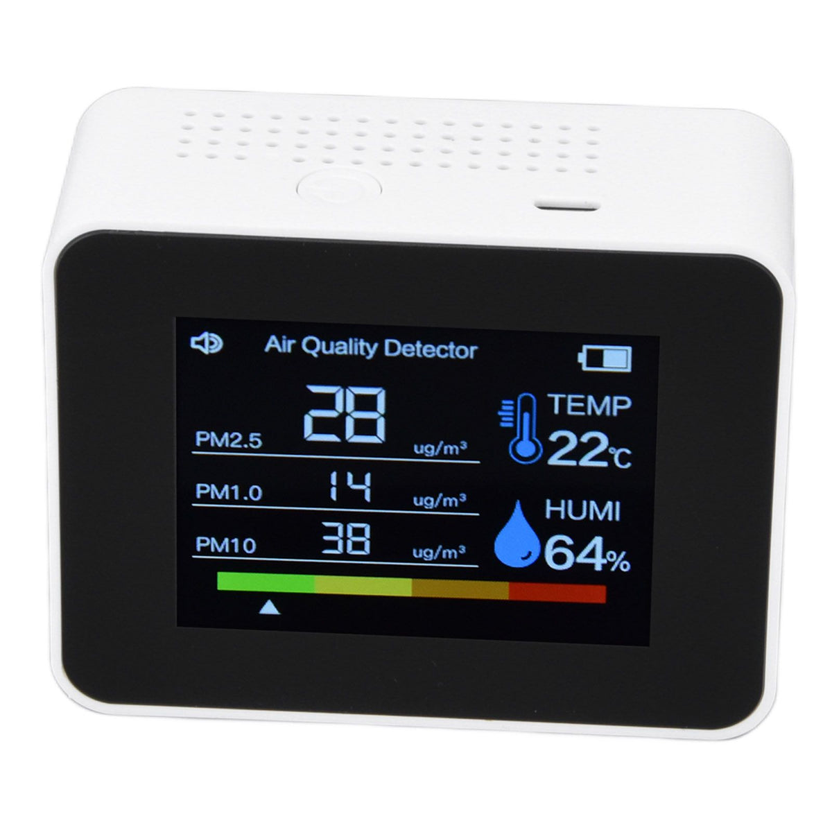 Air Quality Monitor 8 in 1 Real Time Color Screen Space Saving Widely Used CO2 Detector for TVOC HCHO PM2.5 PM1.0 PM10 White