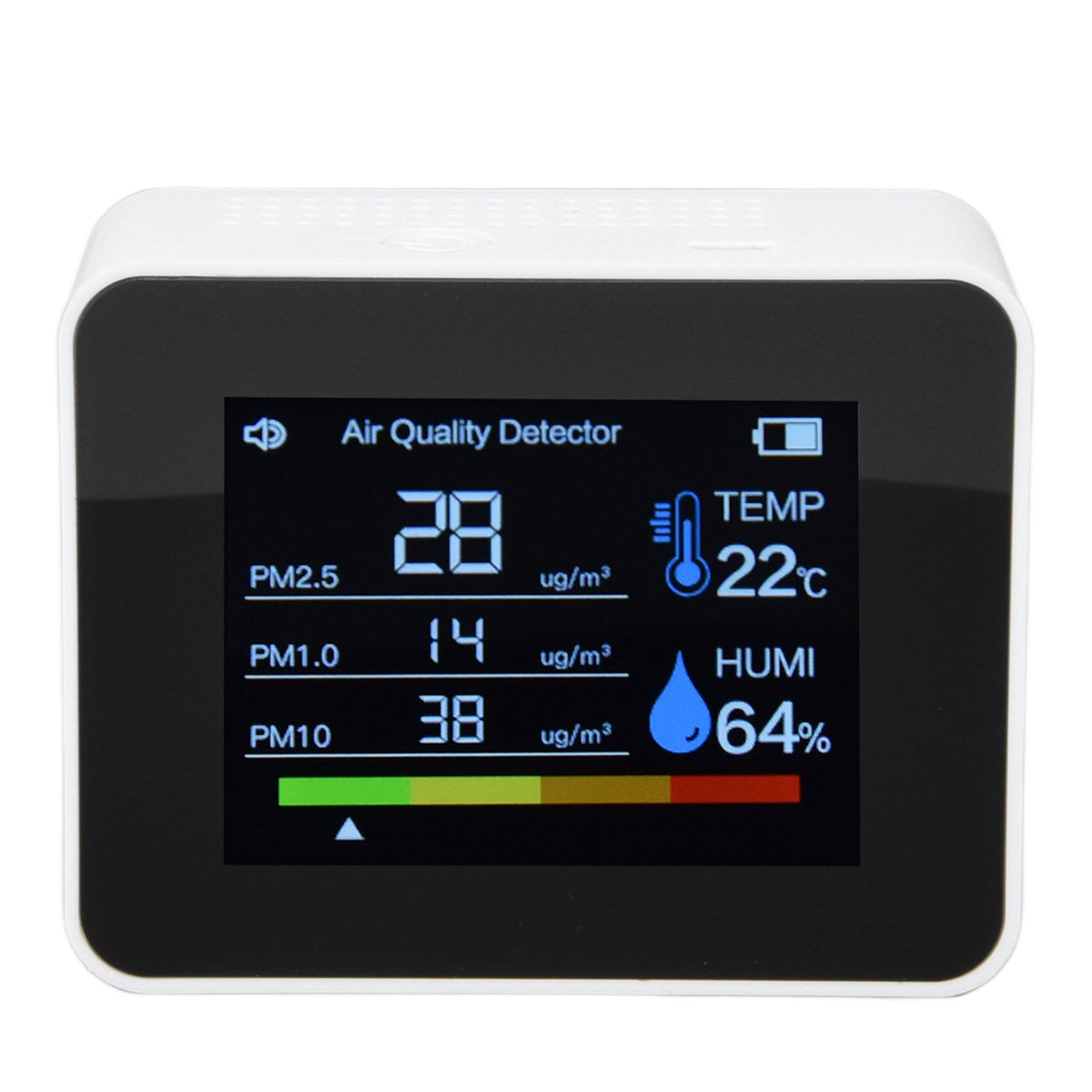 Air Quality Monitor 8 in 1 Real Time Color Screen Space Saving Widely Used CO2 Detector for TVOC HCHO PM2.5 PM1.0 PM10 White