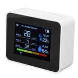 Air Quality Monitor 8 in 1 Real Time Color Screen Space Saving Widely Used CO2 Detector for TVOC HCHO PM2.5 PM1.0 PM10 White - Rear View
