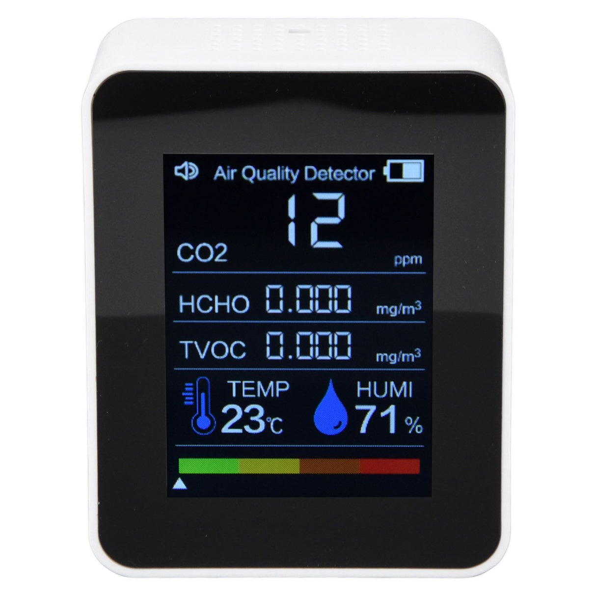 Air Quality Monitor 8 in 1 Real Time Color Screen Space Saving Widely Used CO2 Detector for TVOC HCHO PM2.5 PM1.0 PM10 White