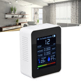 Air Quality Monitor 8 in 1 Real Time Color Screen Space Saving Widely Used CO2 Detector for TVOC HCHO PM2.5 PM1.0 PM10 White