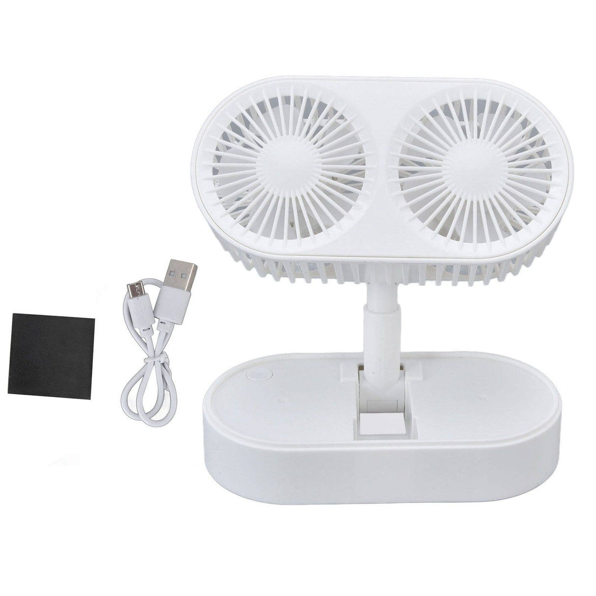 Desktop Double Fan Dual Motor 135° Angle Adjustable Handheld Fan Three Levels Adjustable Low Noise Operation Fan for OfficeWhite