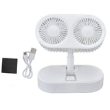 Desktop Double Fan Dual Motor 135° Angle Adjustable Handheld Fan Three Levels Adjustable Low Noise Operation Fan for OfficeWhite