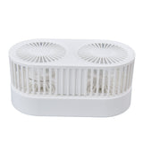 Desktop Double Fan Dual Motor 135° Angle Adjustable Handheld Fan Three Levels Adjustable Low Noise Operation Fan for OfficeWhite - Front View