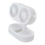 Desktop Double Fan Dual Motor 135° Angle Adjustable Handheld Fan Three Levels Adjustable Low Noise Operation Fan for OfficeWhite