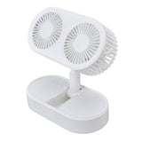 Desktop Double Fan Dual Motor 135° Angle Adjustable Handheld Fan Three Levels Adjustable Low Noise Operation Fan for OfficeWhite