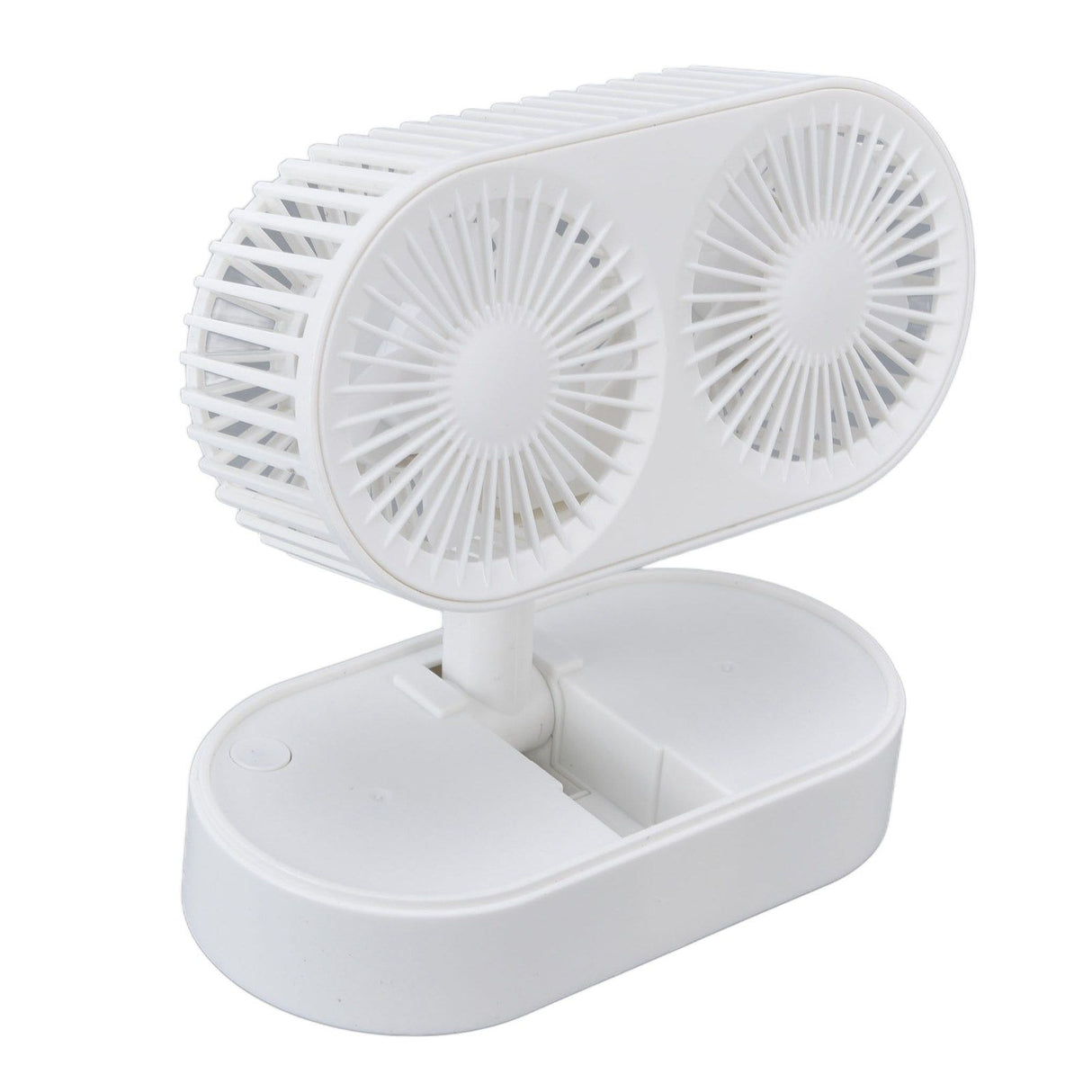 Desktop Double Fan Dual Motor 135° Angle Adjustable Handheld Fan Three Levels Adjustable Low Noise Operation Fan for OfficeWhite