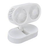 Desktop Double Fan Dual Motor 135° Angle Adjustable Handheld Fan Three Levels Adjustable Low Noise Operation Fan for OfficeWhite - 45-Degree Angle