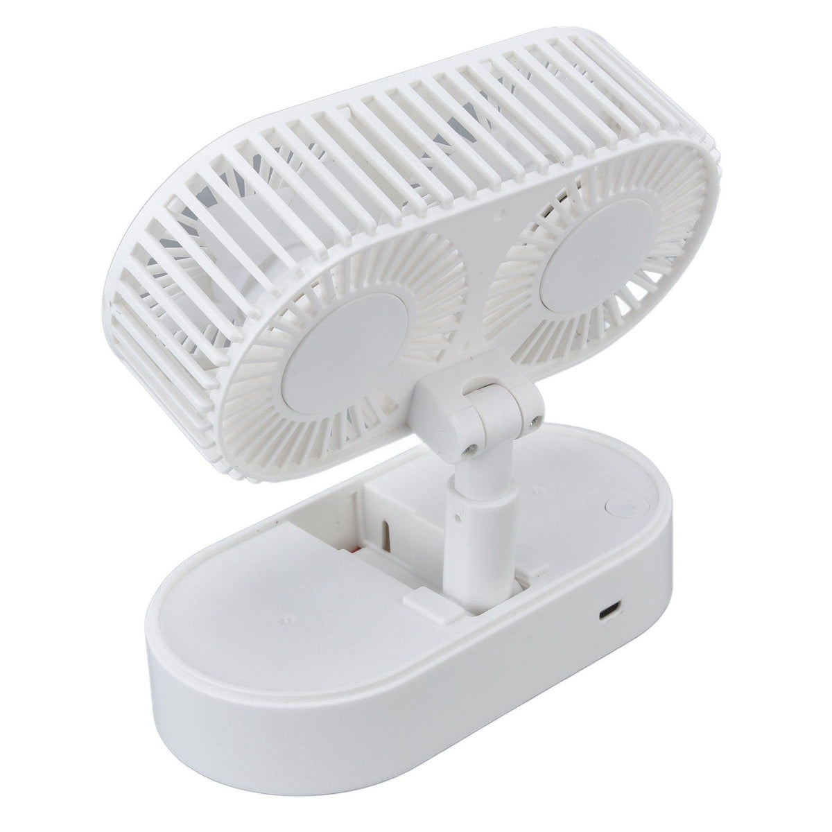 Desktop Double Fan Dual Motor 135° Angle Adjustable Handheld Fan Three Levels Adjustable Low Noise Operation Fan for OfficeWhite