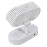 Desktop Double Fan Dual Motor 135° Angle Adjustable Handheld Fan Three Levels Adjustable Low Noise Operation Fan for OfficeWhite