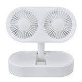 Desktop Double Fan Dual Motor 135° Angle Adjustable Handheld Fan Three Levels Adjustable Low Noise Operation Fan for OfficeWhite - Low Angle